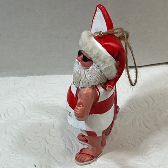 Hitchhiking Surfing Santa 2018 Sausalito, CA Hanging Christmas Tree Ornament - Picture 8 of 9
